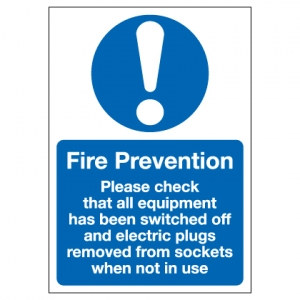 Fire Prevention Please Check That All Equipment Has Been Switched Off And Electric Plugs Removed From Sockets When Not In Use