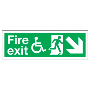 Fire Exit Disabled Access With Down Right Arrow