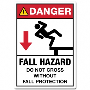 Danger Fall Hazard Do Not Cross Without Fall Protection